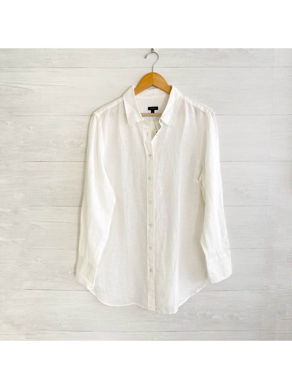 *NWT Talbots XL White 100% Linen Oversized Tunic Button Down Shirt Flaw